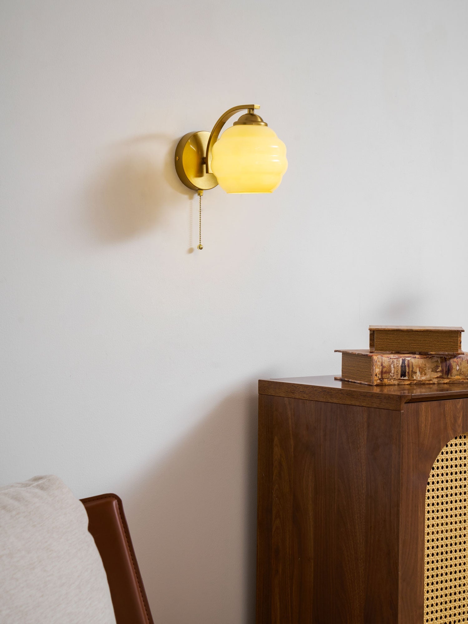 Art Deco Wall Lamp with Curved Glass Shade Vintage Style - Lamylie