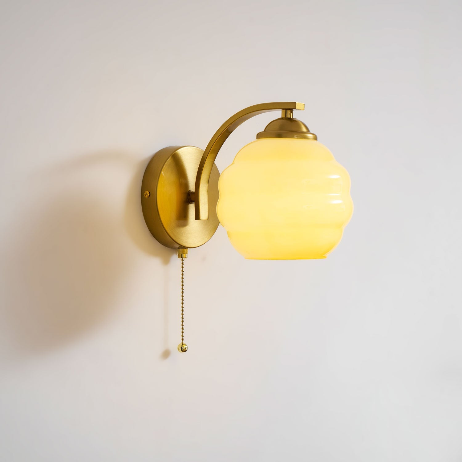 Art Deco Wall Lamp with Curved Glass Shade Vintage Style - Lamylie