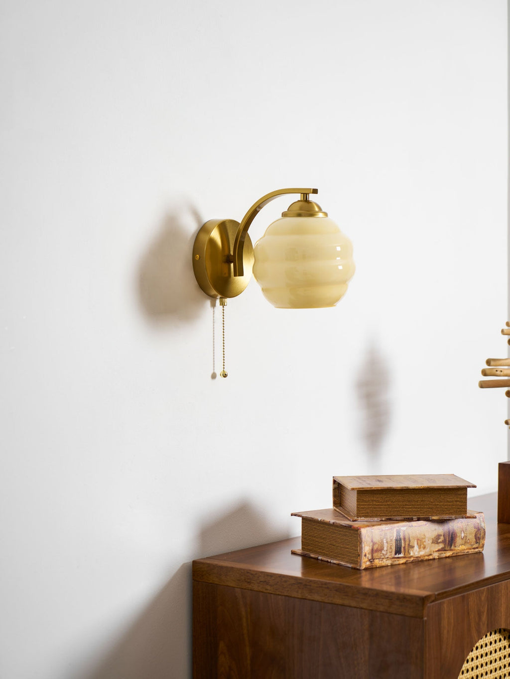 Art Deco Wall Lamp with Curved Glass Shade Vintage Style - Lamylie