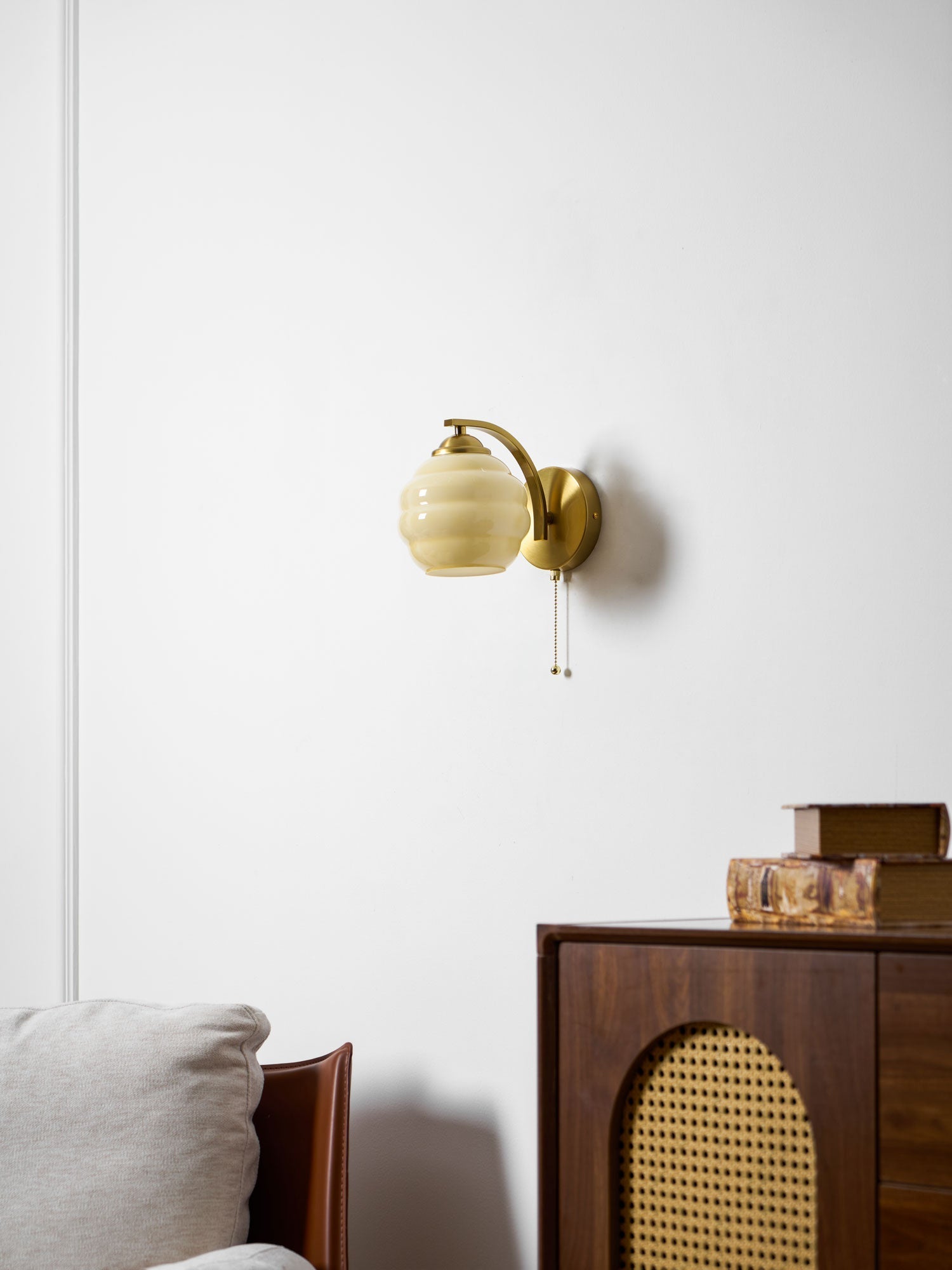 Art Deco Wall Lamp with Curved Glass Shade Vintage Style - Lamylie