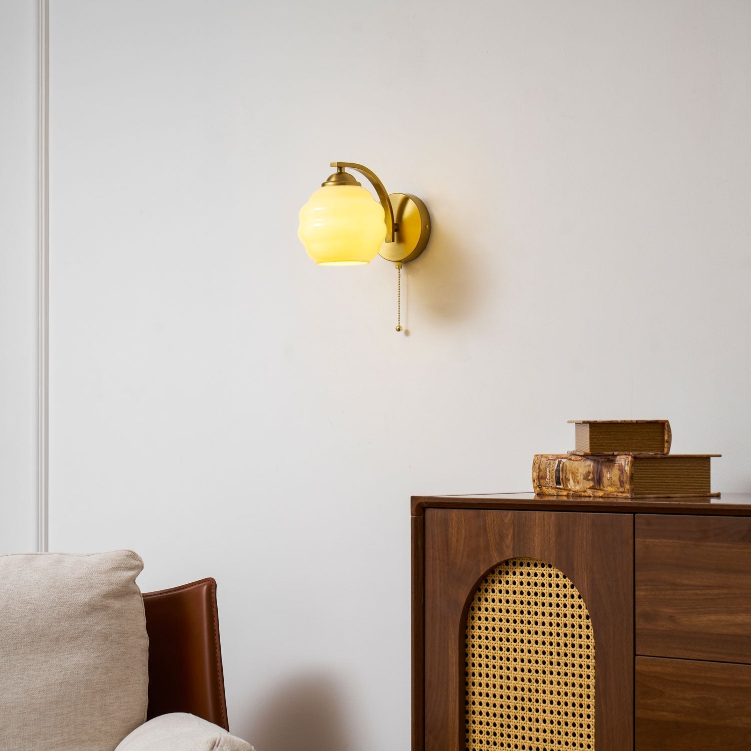 Art Deco Wall Lamp with Curved Glass Shade Vintage Style - Lamylie