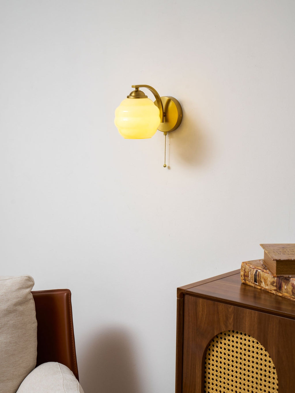Art Deco Wall Lamp with Curved Glass Shade Vintage Style - Lamylie