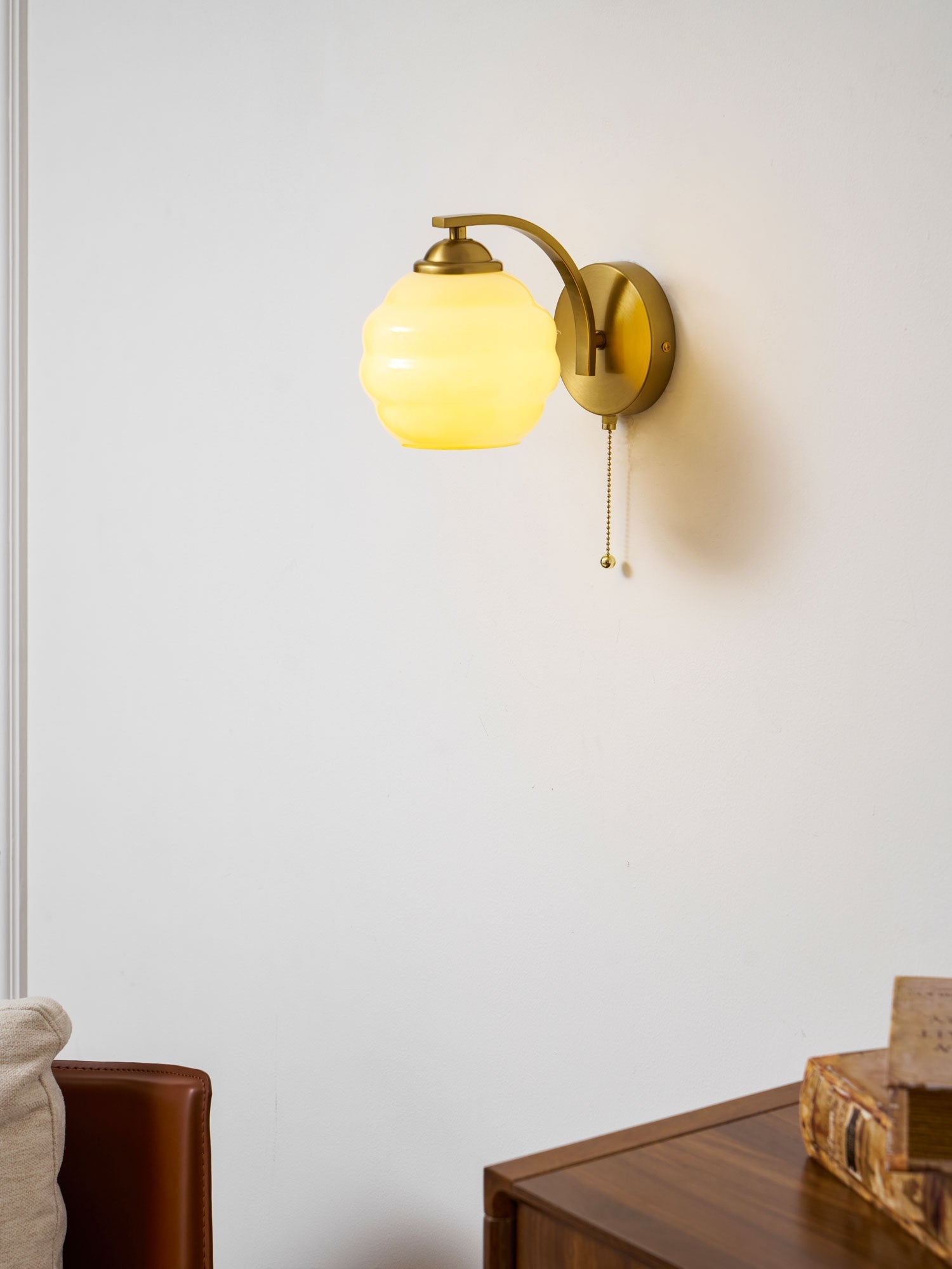 Art Deco Wall Lamp with Curved Glass Shade Vintage Style - Lamylie