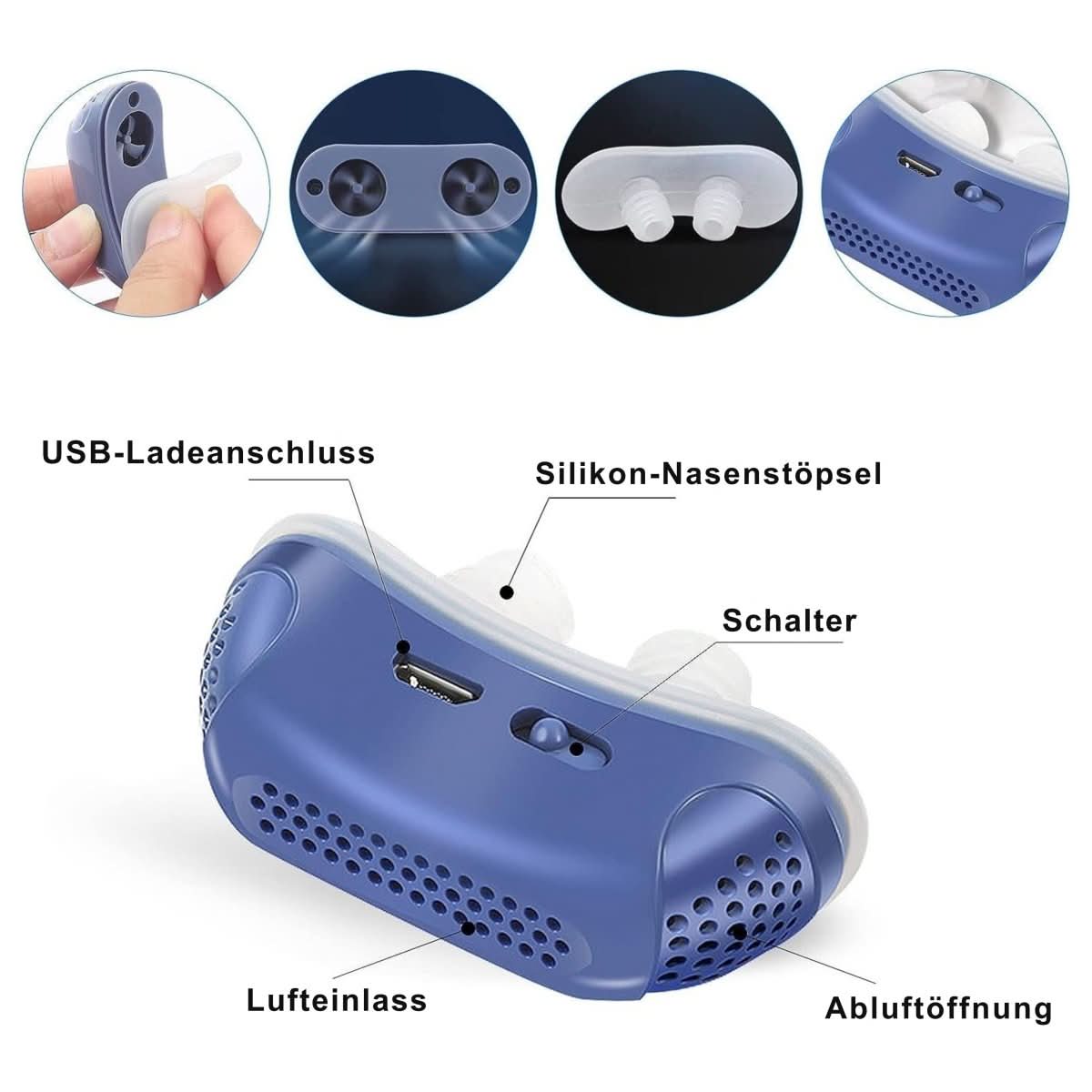 Máquina CPAP compacta para aliviar los ronquidos y tratar la apnea del sueño - Lamylie