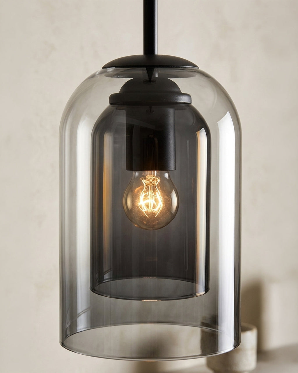 Glass Pendant Lamp Ginza with Curved Shape and Soft Ambient Lighting Warm White | E27 Socket Included Dimmable Compatibility - Lamylie