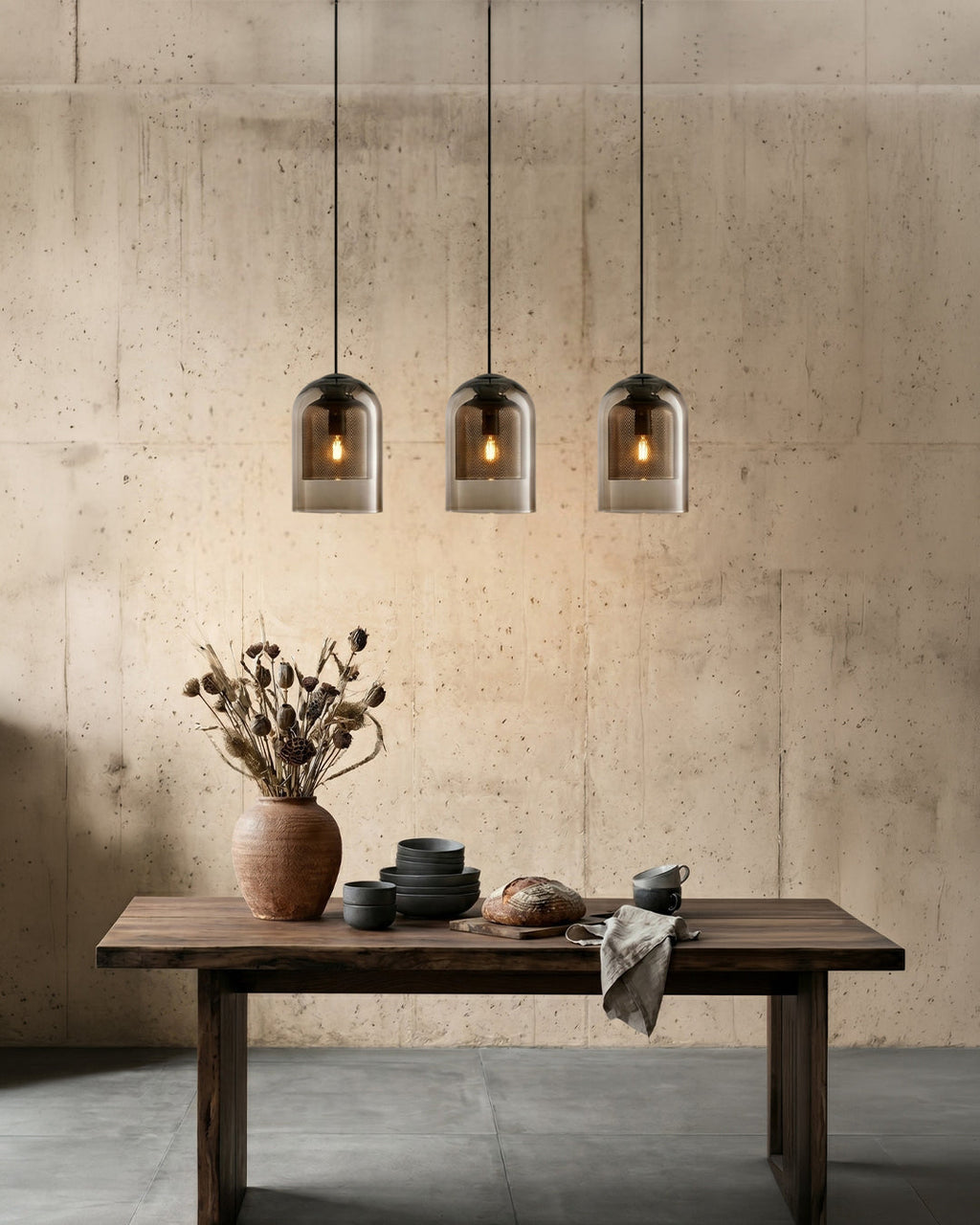 Glass Pendant Lamp Ginza with Curved Shape and Soft Ambient Lighting Warm White | E27 Socket Included Dimmable Compatibility - Lamylie