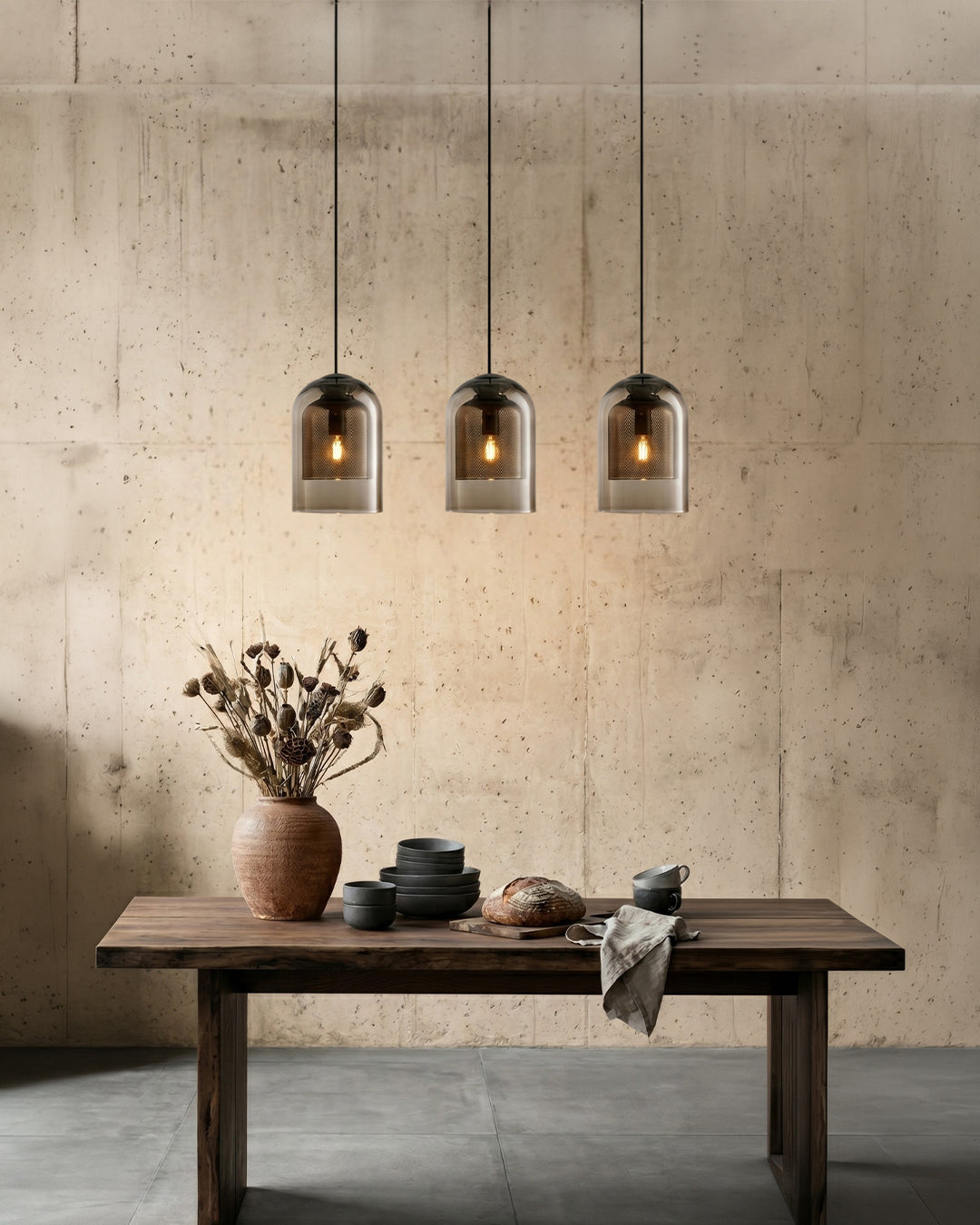 Glass Pendant Lamp Ginza with Curved Shape and Soft Ambient Lighting Warm White | E27 Socket Included Dimmable Compatibility - Lamylie