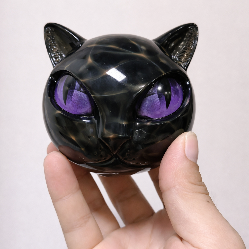 Mystische schwarze Katzenskulptur von NyxCharm – Lamylie