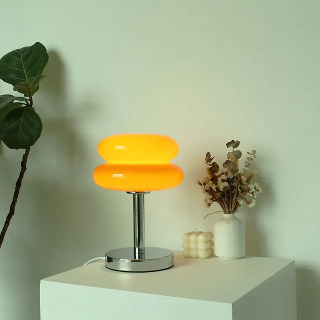 Lampă de masă din sticlă cu model colorat pentru dormitor și noptieră - lumină de veghe potrivită pentru copii - Lamylie