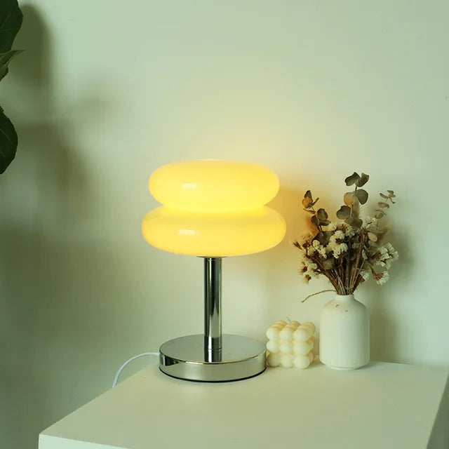 Lampă de masă din sticlă cu model colorat pentru dormitor și noptieră - lumină de veghe potrivită pentru copii - Lamylie