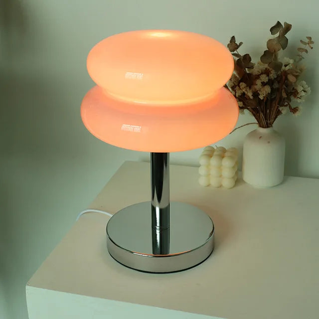 Lampă de masă din sticlă cu model colorat pentru dormitor și noptieră - lumină de veghe potrivită pentru copii - Lamylie