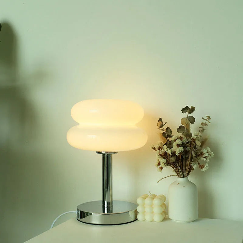 Lampă de masă din sticlă cu model colorat pentru dormitor și noptieră - lumină de veghe potrivită pentru copii - Lamylie