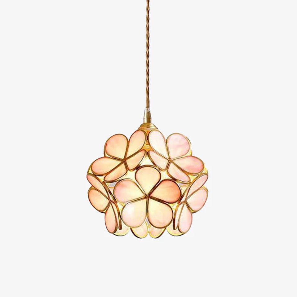 Glas-Blütenblatt-Lampe Hängeleuchte Messingfassung Mundgeblasenes Glas Ø20 cm Fünf Farben E26/E27 Hängeleuchte - Lamylie