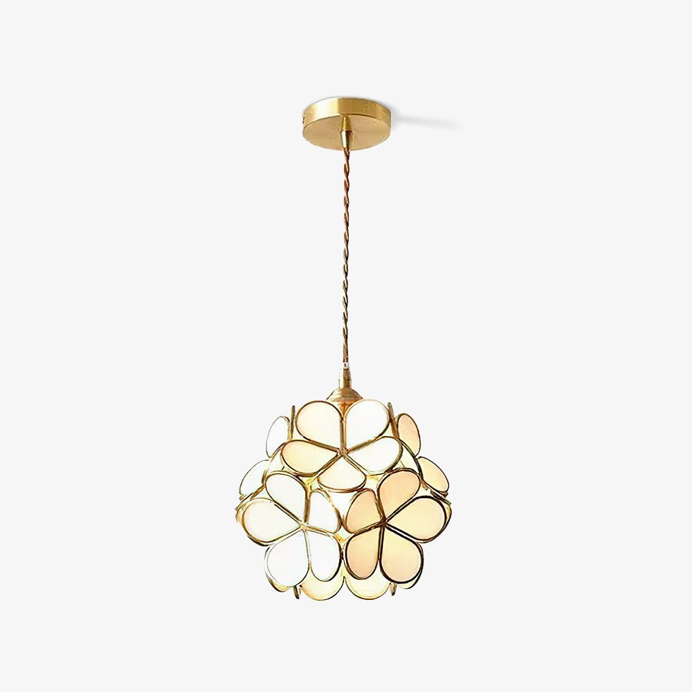 Glas-Blütenblatt-Lampe Hängeleuchte Messingfassung Mundgeblasenes Glas Ø20 cm Fünf Farben E26/E27 Hängeleuchte - Lamylie