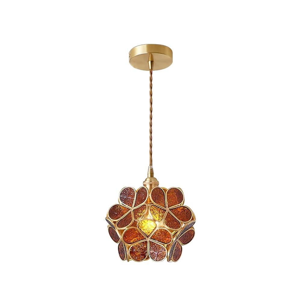 Glas-Blütenblatt-Lampe Hängeleuchte Messingfassung Mundgeblasenes Glas Ø20 cm Fünf Farben E26/E27 Hängeleuchte - Lamylie