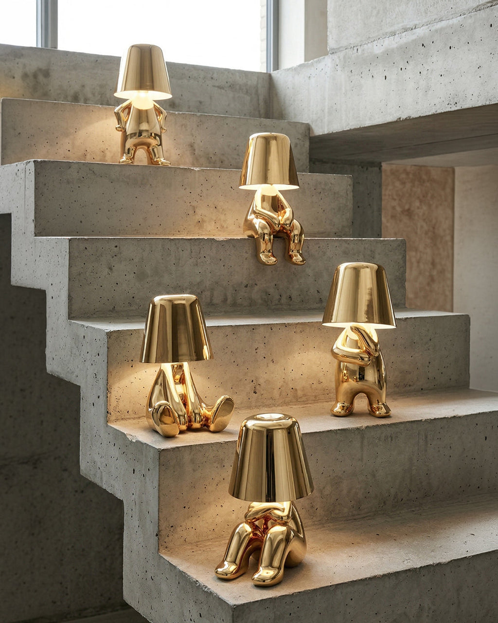 Metal Table Lamp Sculpture Figure Ambient Light Touch Dimmable LED Night Light Gold Silver Modern Design Decorative - Lamylie