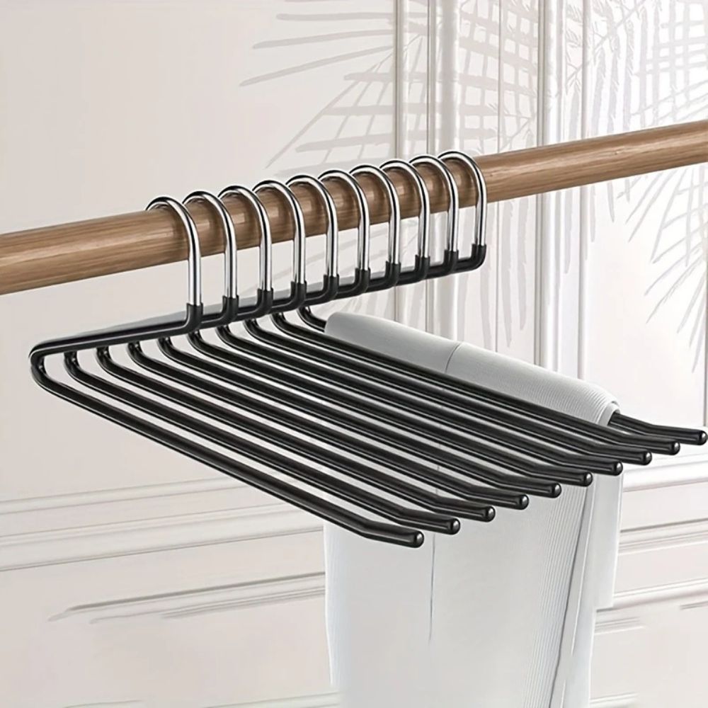 علّاقات سراويل برقبة منحنية، عبوة من 10 قطع — تصميم قضيب على شكل Z، من الفولاذ المقاوم للصدأ