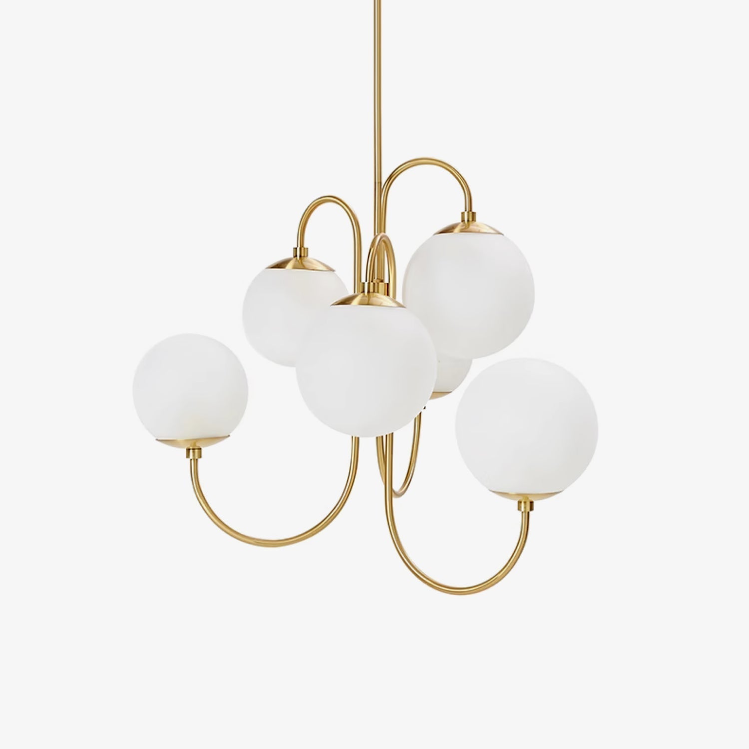 Schwanenhals-Kronleuchter Ø76 cm | 8-flammige Pendelleuchte mit Glasgloben Gold/Schwarz - Lamylie