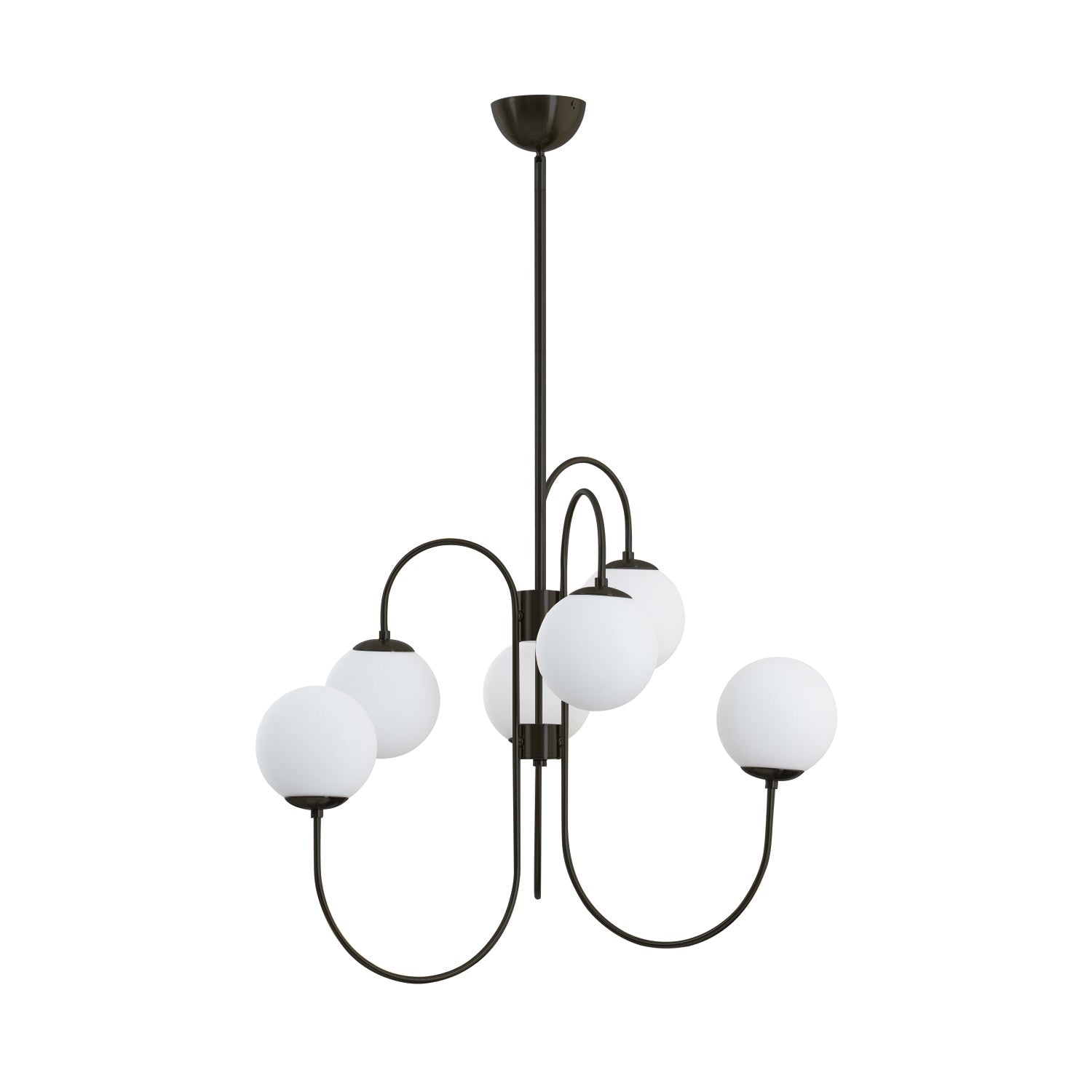 Schwanenhals-Kronleuchter Ø76 cm | 8-flammige Pendelleuchte mit Glasgloben Gold/Schwarz - Lamylie