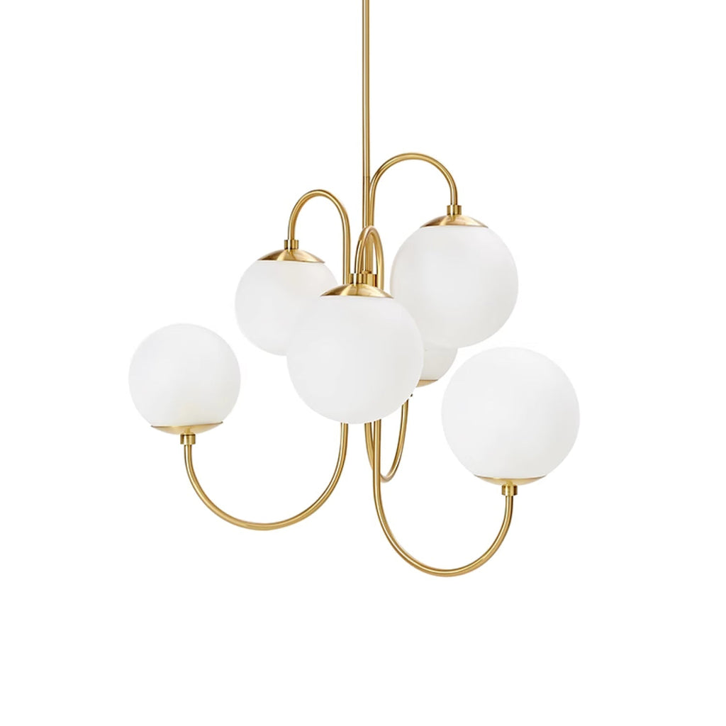 Schwanenhals-Kronleuchter Ø76 cm | 8-flammige Pendelleuchte mit Glasgloben Gold/Schwarz - Lamylie