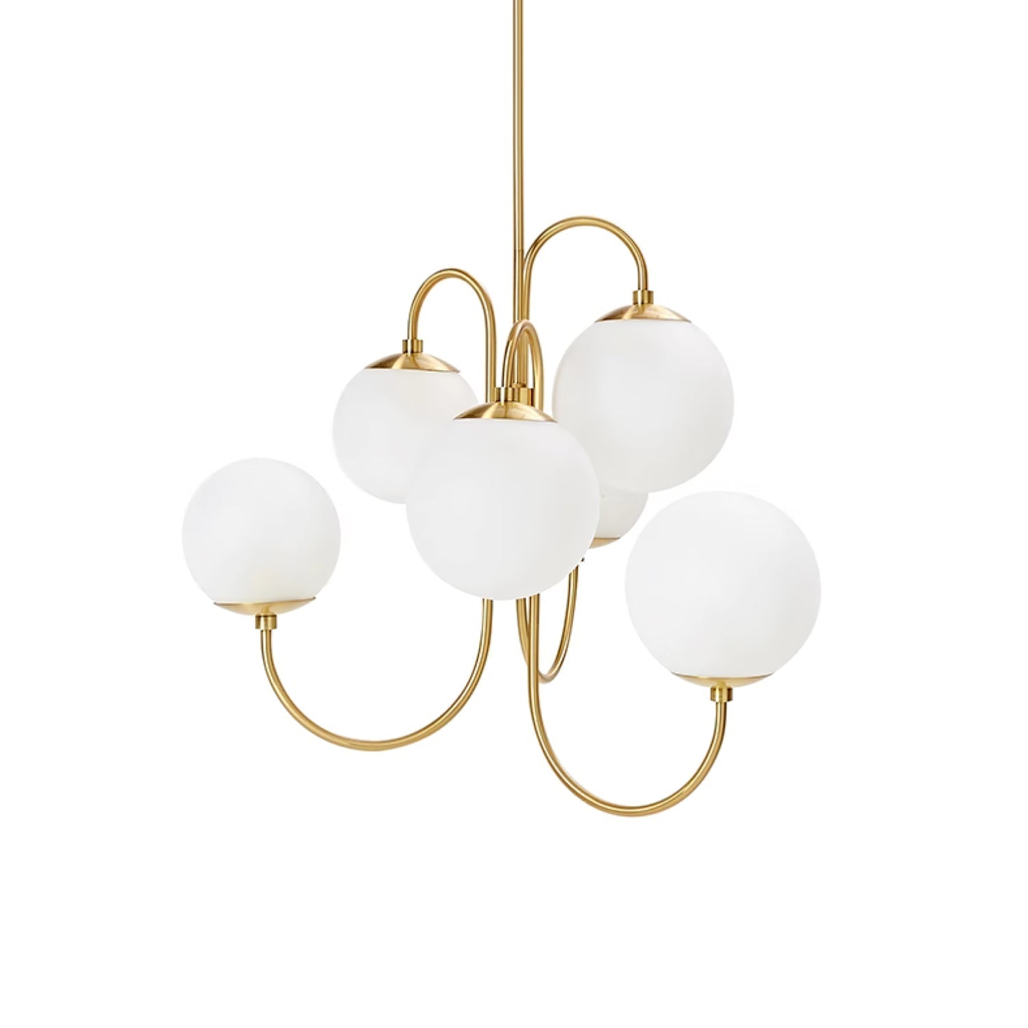 Schwanenhals-Kronleuchter Ø76 cm | 8-flammige Pendelleuchte mit Glasgloben Gold/Schwarz - Lamylie