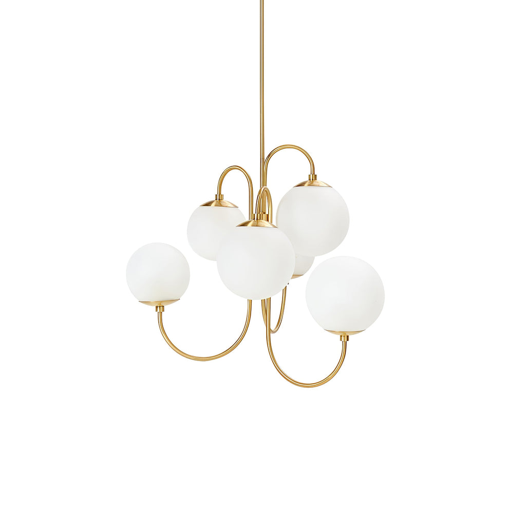 Schwanenhals-Kronleuchter Ø76 cm | 8-flammige Pendelleuchte mit Glasgloben Gold/Schwarz - Lamylie
