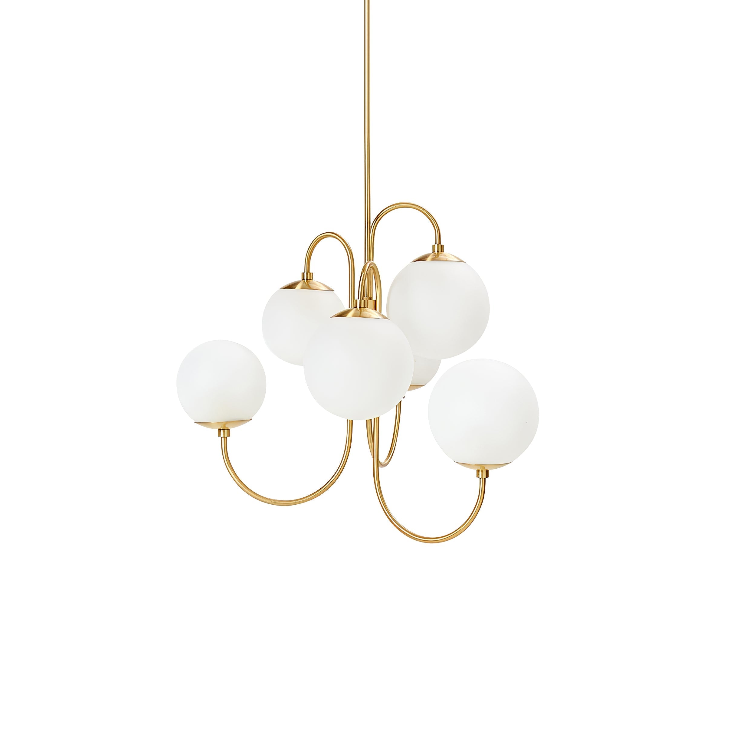Schwanenhals-Kronleuchter Ø76 cm | 8-flammige Pendelleuchte mit Glasgloben Gold/Schwarz - Lamylie