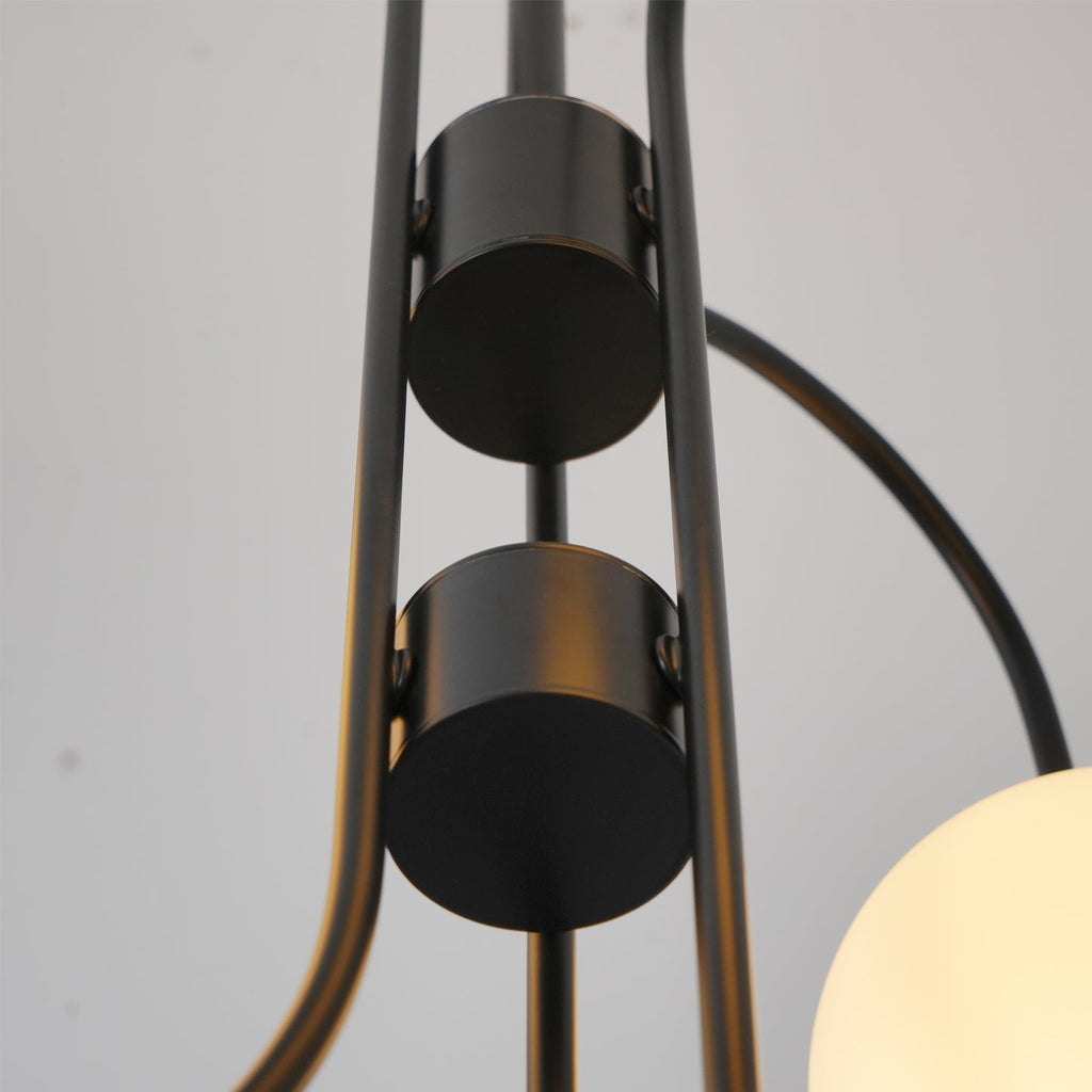 Schwanenhals-Kronleuchter Ø76 cm | 8-flammige Pendelleuchte mit Glasgloben Gold/Schwarz - Lamylie