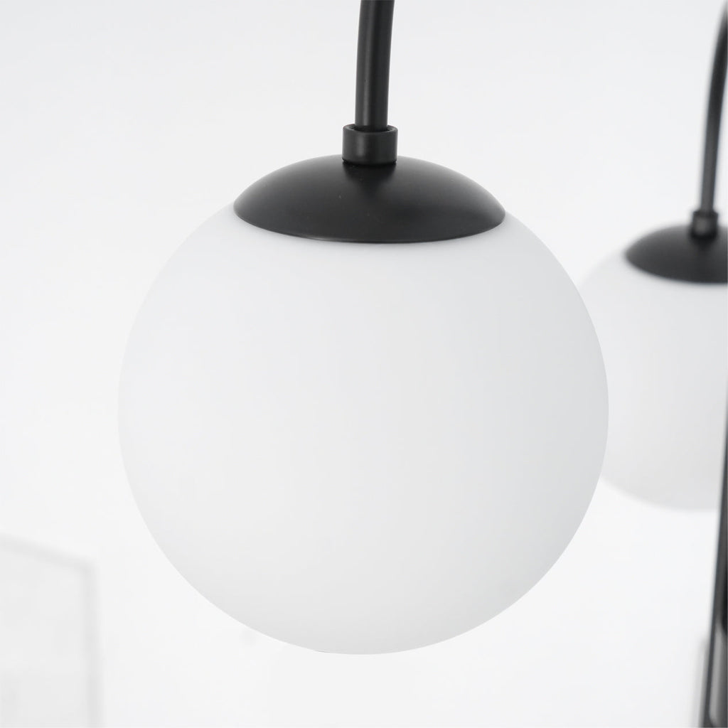 Schwanenhals-Kronleuchter Ø76 cm | 8-flammige Pendelleuchte mit Glasgloben Gold/Schwarz - Lamylie