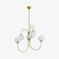 Schwanenhals-Kronleuchter Ø76 cm | 8-flammige Pendelleuchte mit Glasgloben Gold/Schwarz - Lamylie