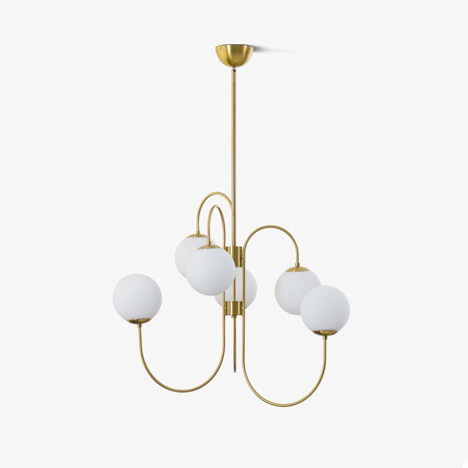 Schwanenhals-Kronleuchter Ø76 cm | 8-flammige Pendelleuchte mit Glasgloben Gold/Schwarz - Lamylie