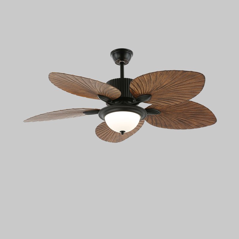 Tropical Wooden Ceiling Fan with Lighting | Remote Control 6 Speeds - Lamylie