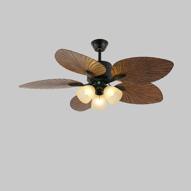 Tropical Wooden Ceiling Fan with Lighting | Remote Control 6 Speeds - Lamylie