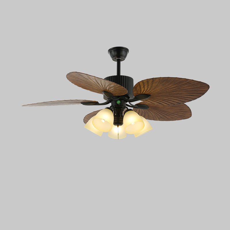 Tropical Wooden Ceiling Fan with Lighting | Remote Control 6 Speeds - Lamylie