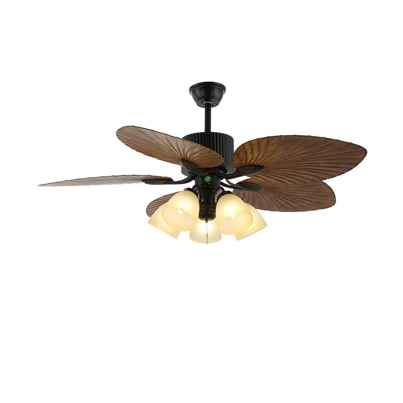 Tropical Wooden Ceiling Fan with Lighting | Remote Control 6 Speeds - Lamylie