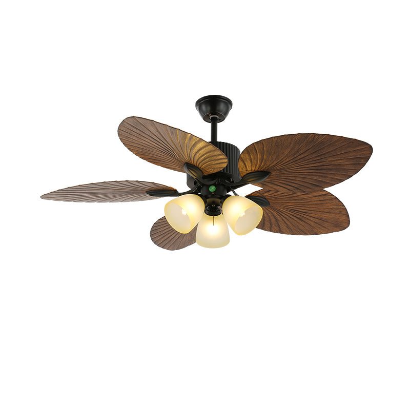 Tropical Wooden Ceiling Fan with Lighting | Remote Control 6 Speeds - Lamylie