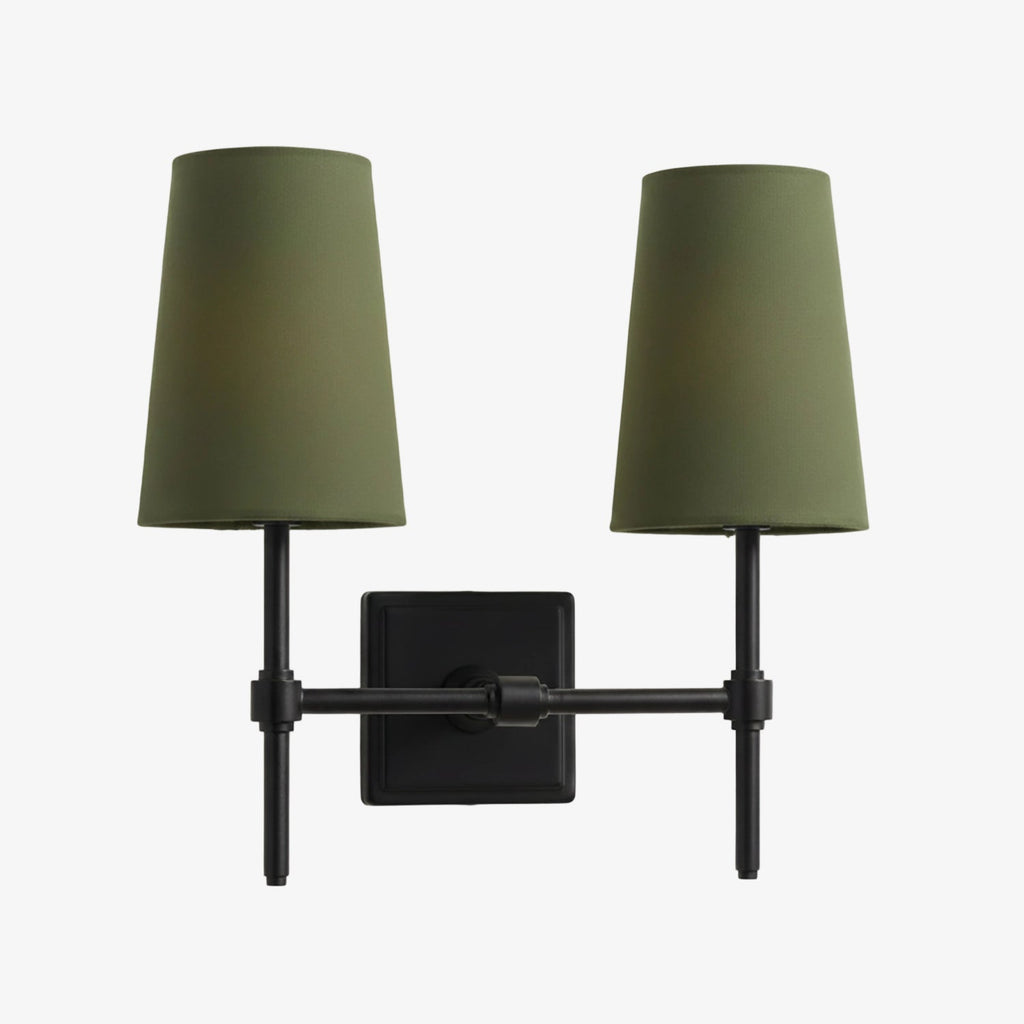 Wandleuchte mit Leinen-Schirm - Retro Metallwandleuchte für Schlafzimmer und Flur - Lamylie