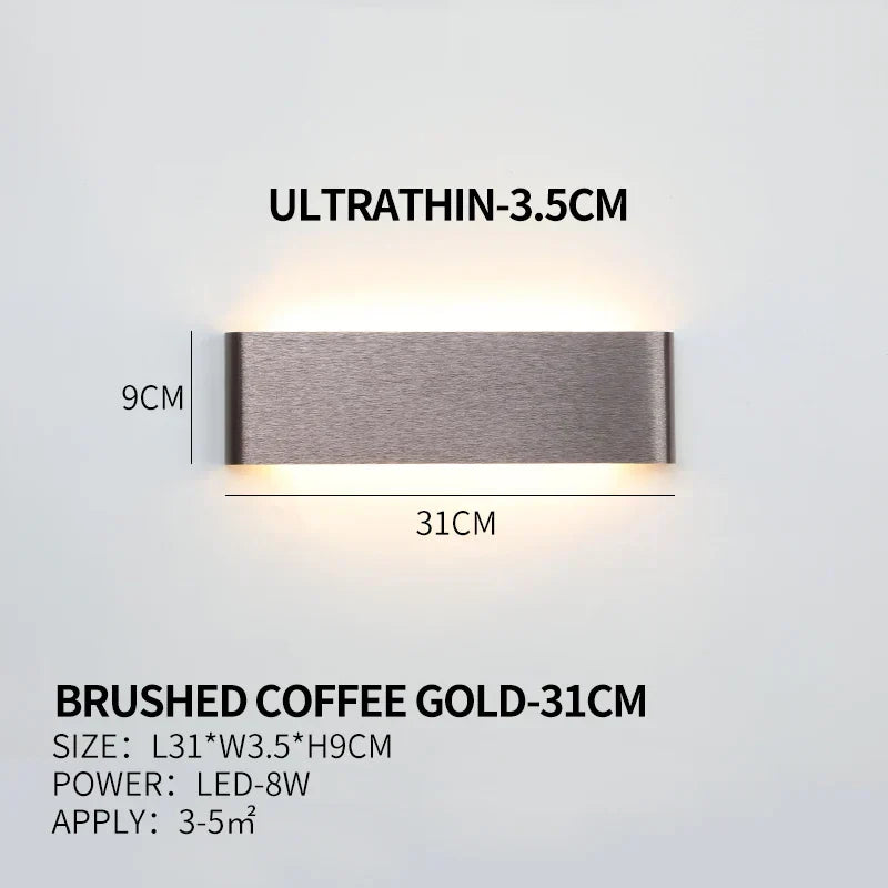 Ultradünne Design Wandleuchte APHRODITE — Moderne Aluminium LED-Wandbeleuchtung mit Acrylschirm - Lamylie
