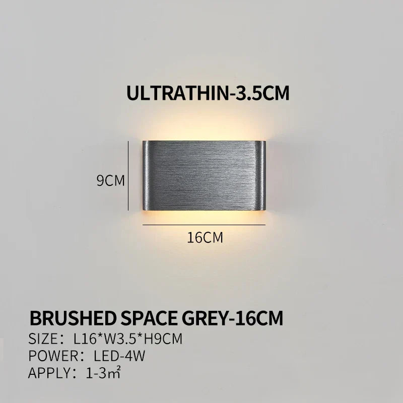 Ultradünne Design Wandleuchte APHRODITE — Moderne Aluminium LED-Wandbeleuchtung mit Acrylschirm - Lamylie