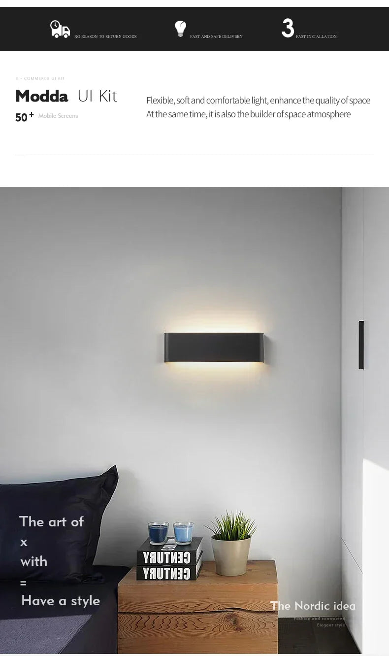 Ultradünne Design Wandleuchte APHRODITE — Moderne Aluminium LED-Wandbeleuchtung mit Acrylschirm - Lamylie