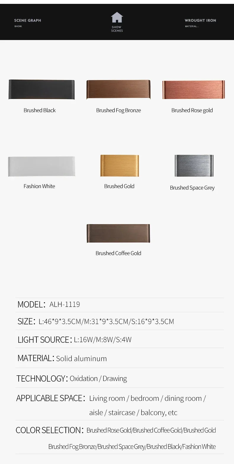 Ultradünne Design Wandleuchte APHRODITE — Moderne Aluminium LED-Wandbeleuchtung mit Acrylschirm - Lamylie