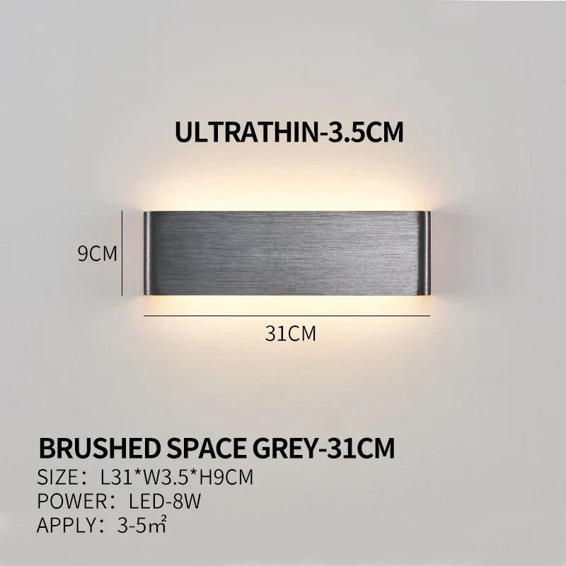 Ultradünne Design Wandleuchte APHRODITE — Moderne Aluminium LED-Wandbeleuchtung mit Acrylschirm - Lamylie