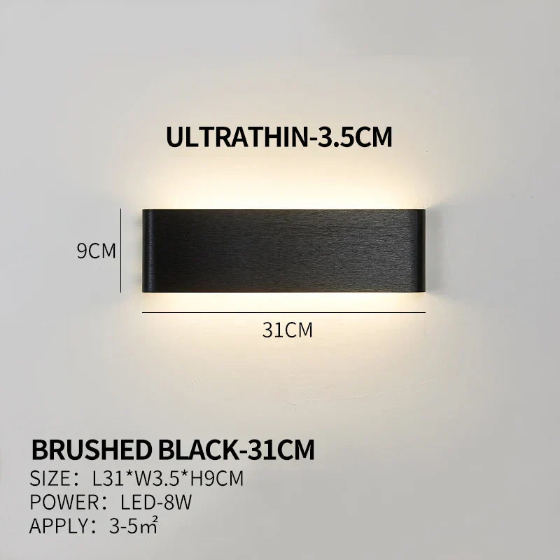 Ultradünne Design Wandleuchte APHRODITE — Moderne Aluminium LED-Wandbeleuchtung mit Acrylschirm - Lamylie