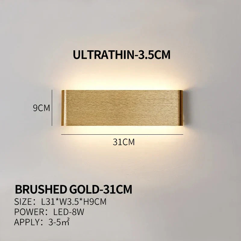 Ultradünne Design Wandleuchte APHRODITE — Moderne Aluminium LED-Wandbeleuchtung mit Acrylschirm - Lamylie