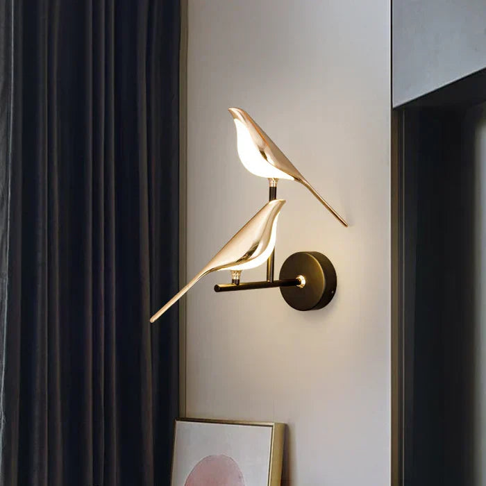 Bird Figurine Table Lamp with Gold Sculpture Accent - Lamylie