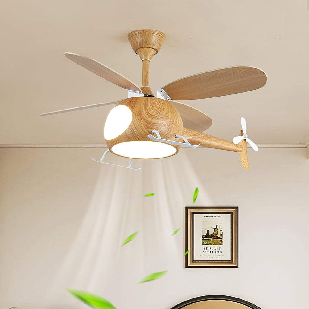 Modern mennyezeti ventilátor világítással gyerekszobába | Fa lapátok, Ø70 cm – Lamylie