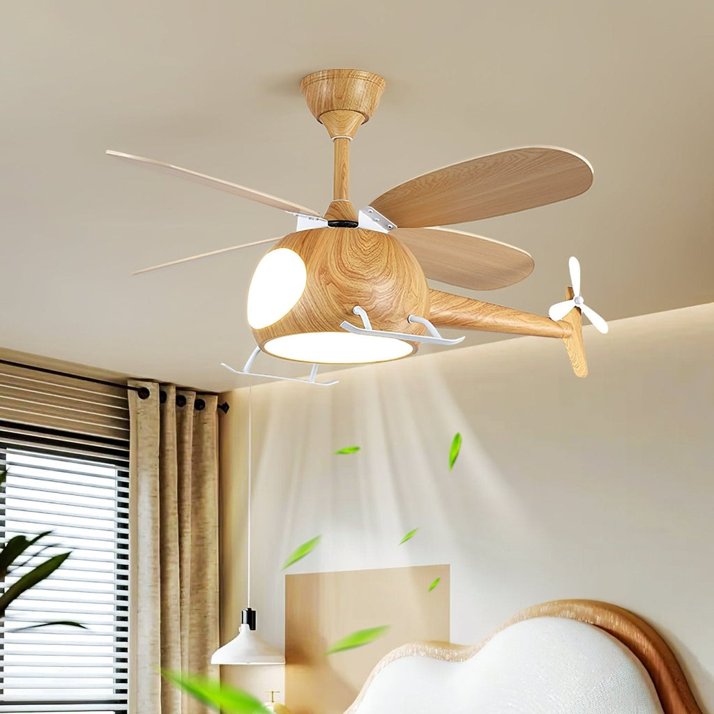 Modern mennyezeti ventilátor világítással gyerekszobába | Fa lapátok, Ø70 cm – Lamylie