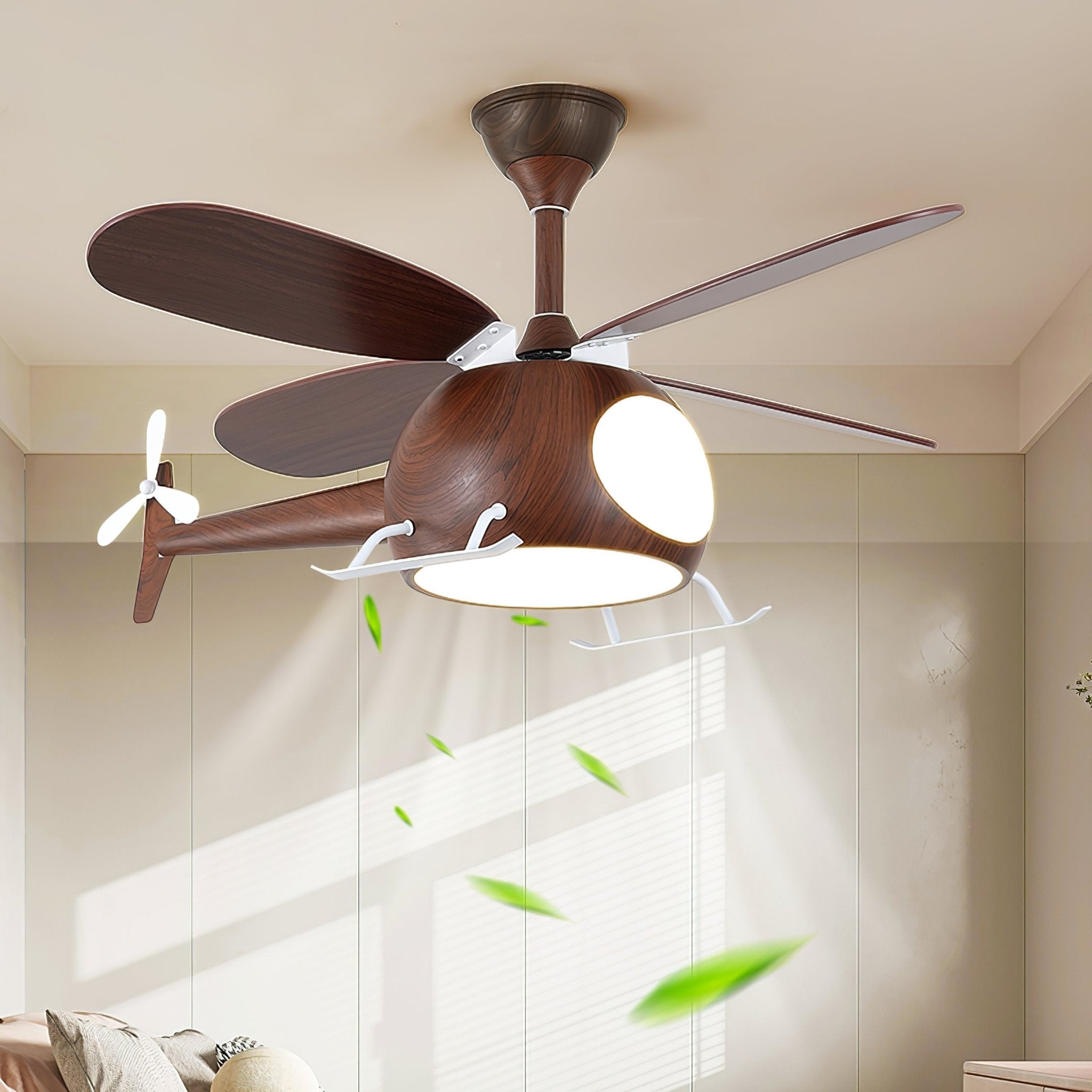 Modern mennyezeti ventilátor világítással gyerekszobába | Fa lapátok, Ø70 cm – Lamylie