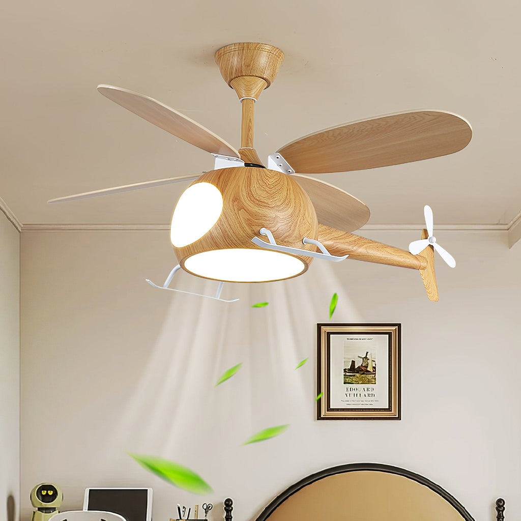 Ventilateur de plafond moderne avec éclairage Aviara Breeze | Ø70×H30 cm | 6 vitesses | LED 35 W | Couleur noyer et bois | Télécommande | Chambre d’enfant et salon - Lamylie