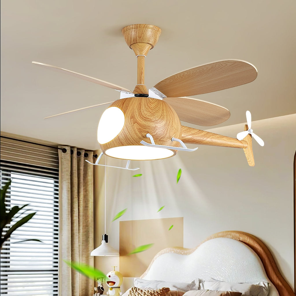 Ventilateur de plafond moderne avec éclairage Aviara Breeze | Ø70×H30 cm | 6 vitesses | LED 35 W | Couleur noyer et bois | Télécommande | Chambre d’enfant et salon - Lamylie